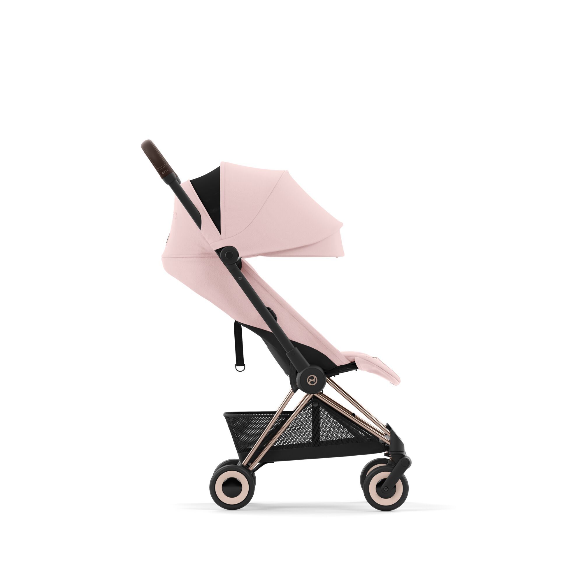 Коляска Coya Matt Black Peach Pink
