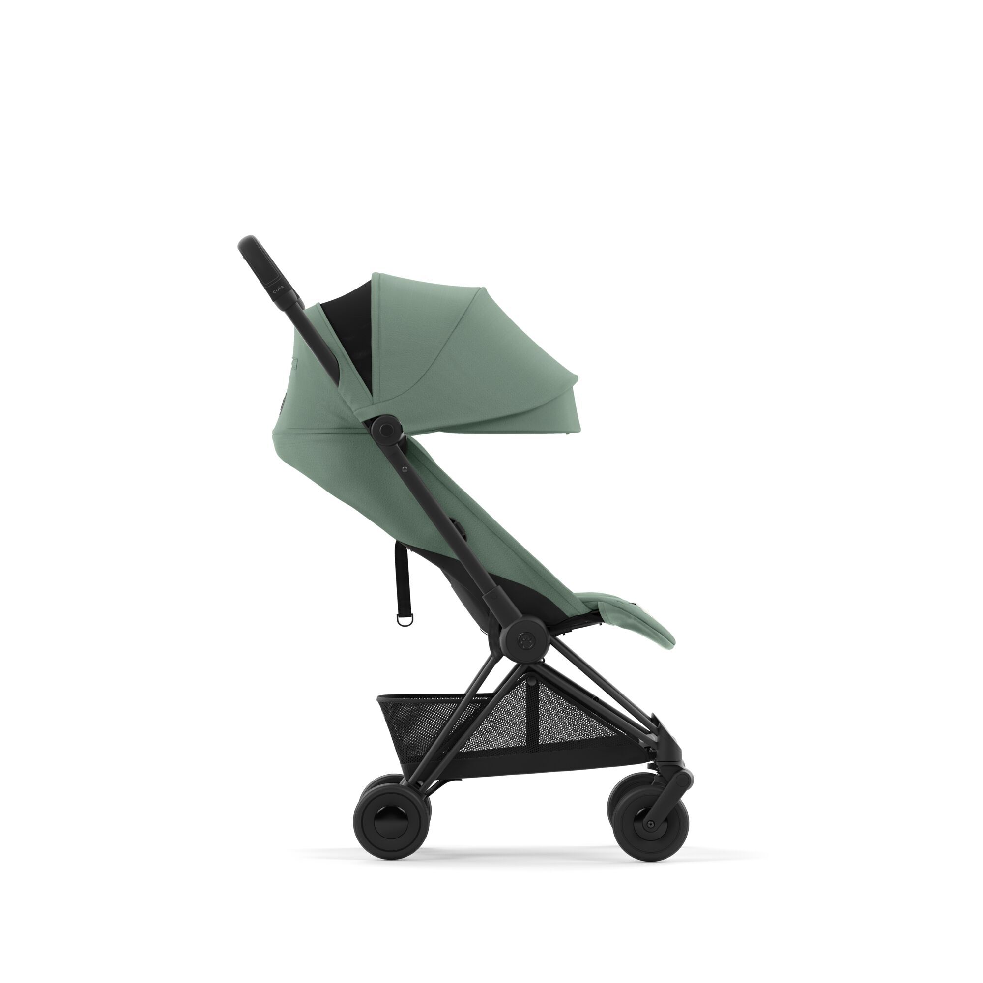 Коляска Coya Matt Black Leaf Green