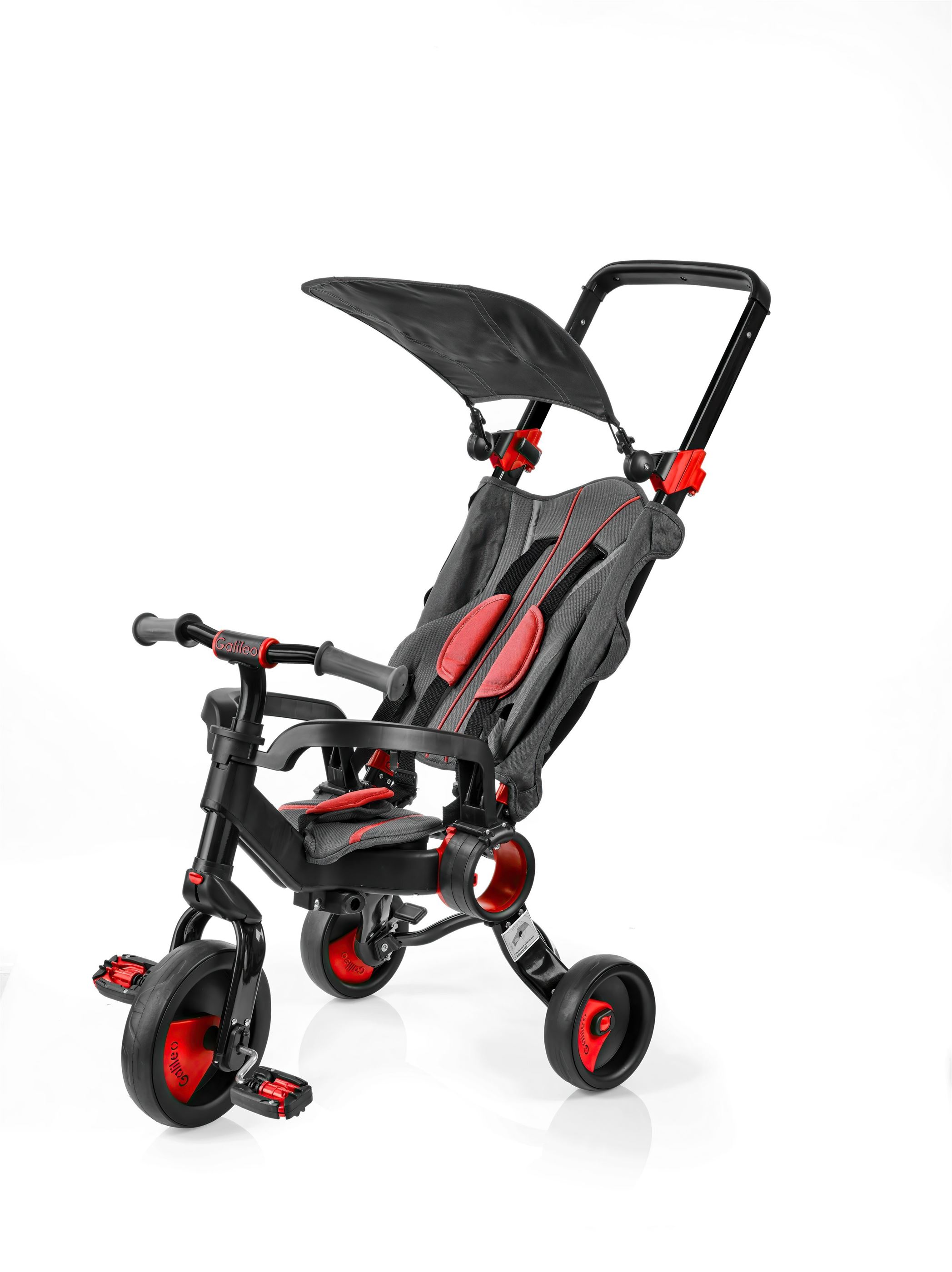 Триколісний велосипед Galileo Strollcycle Black червоний