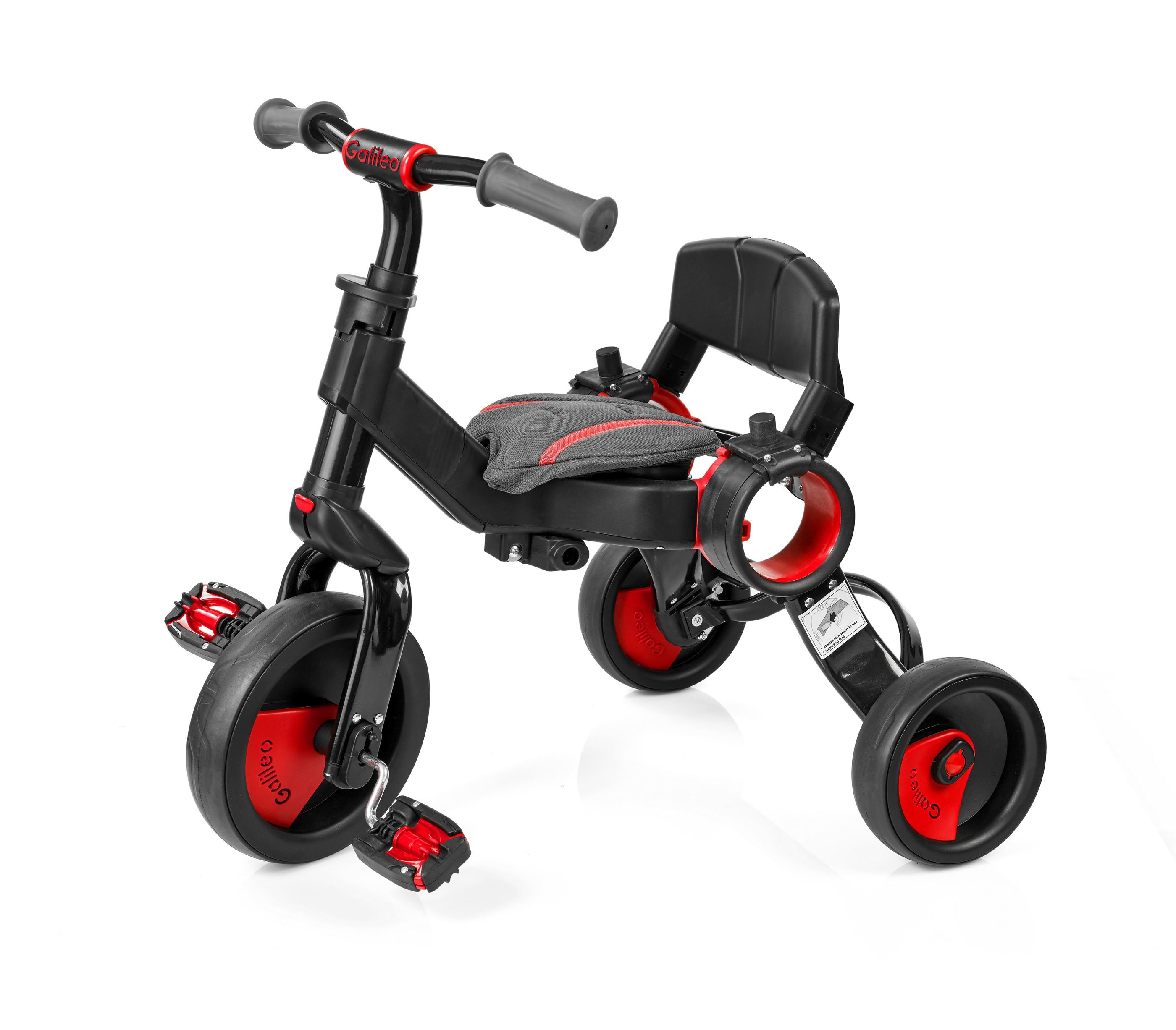 Триколісний велосипед Galileo Strollcycle Black червоний