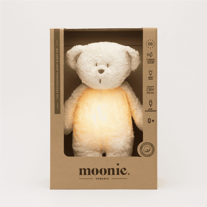 Ведмедик з білим шумом і нічником Moonie колір Polar