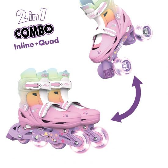 NEON Роликові ковзани Combo, розмір 34-37, веселка