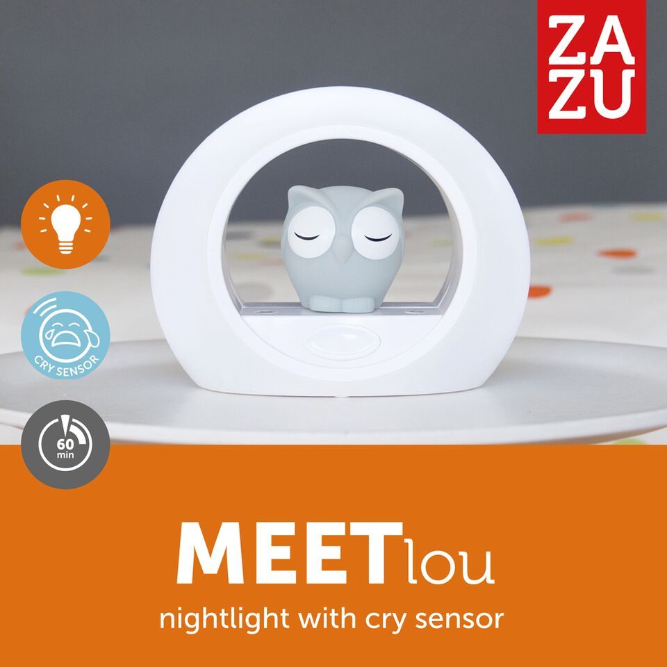 ZAZU Сова LOU НІЧНИК з датчиком крику Cry Sensor, сірий (ZA-LOU-01)