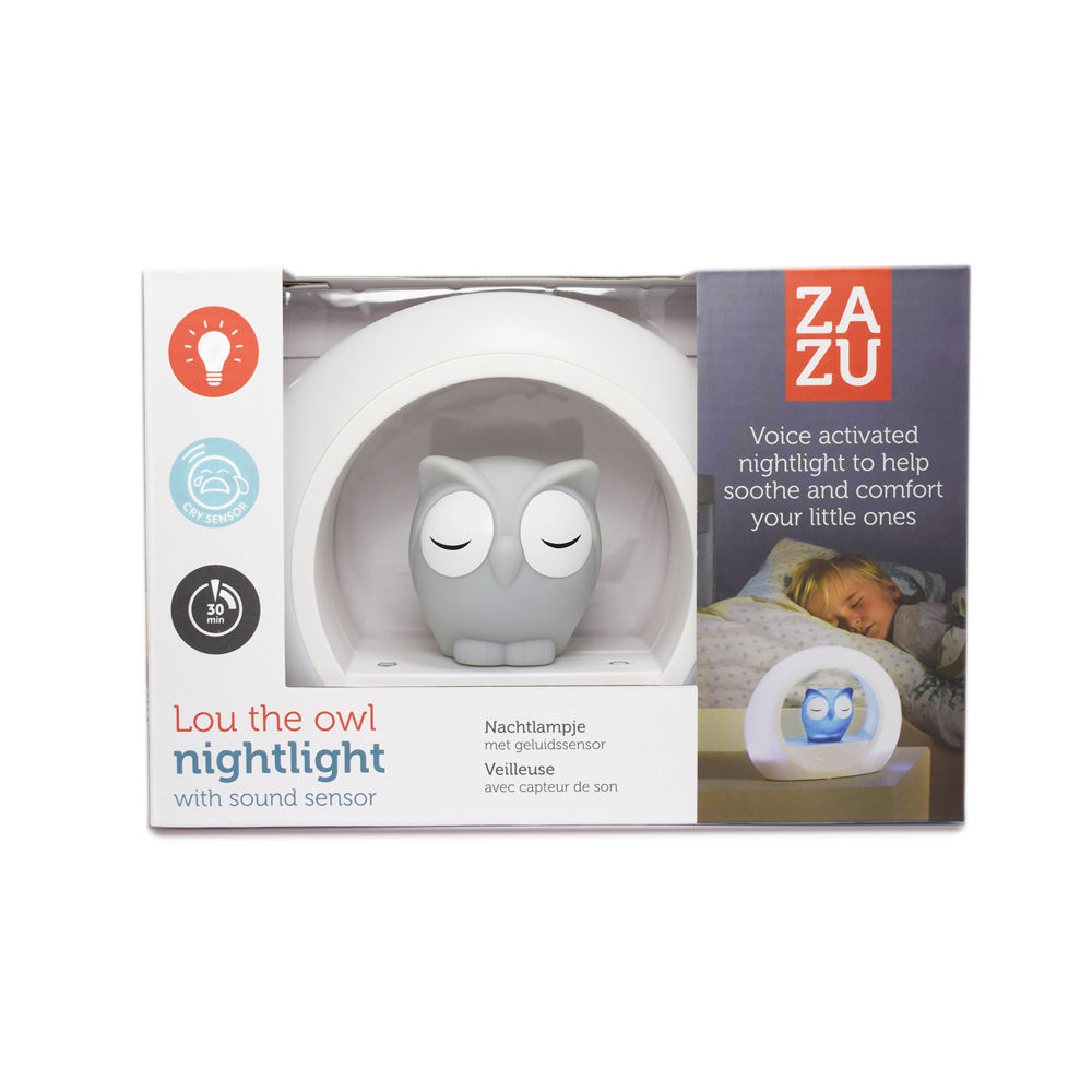 ZAZU Сова LOU НІЧНИК з датчиком крику Cry Sensor, сірий (ZA-LOU-01)