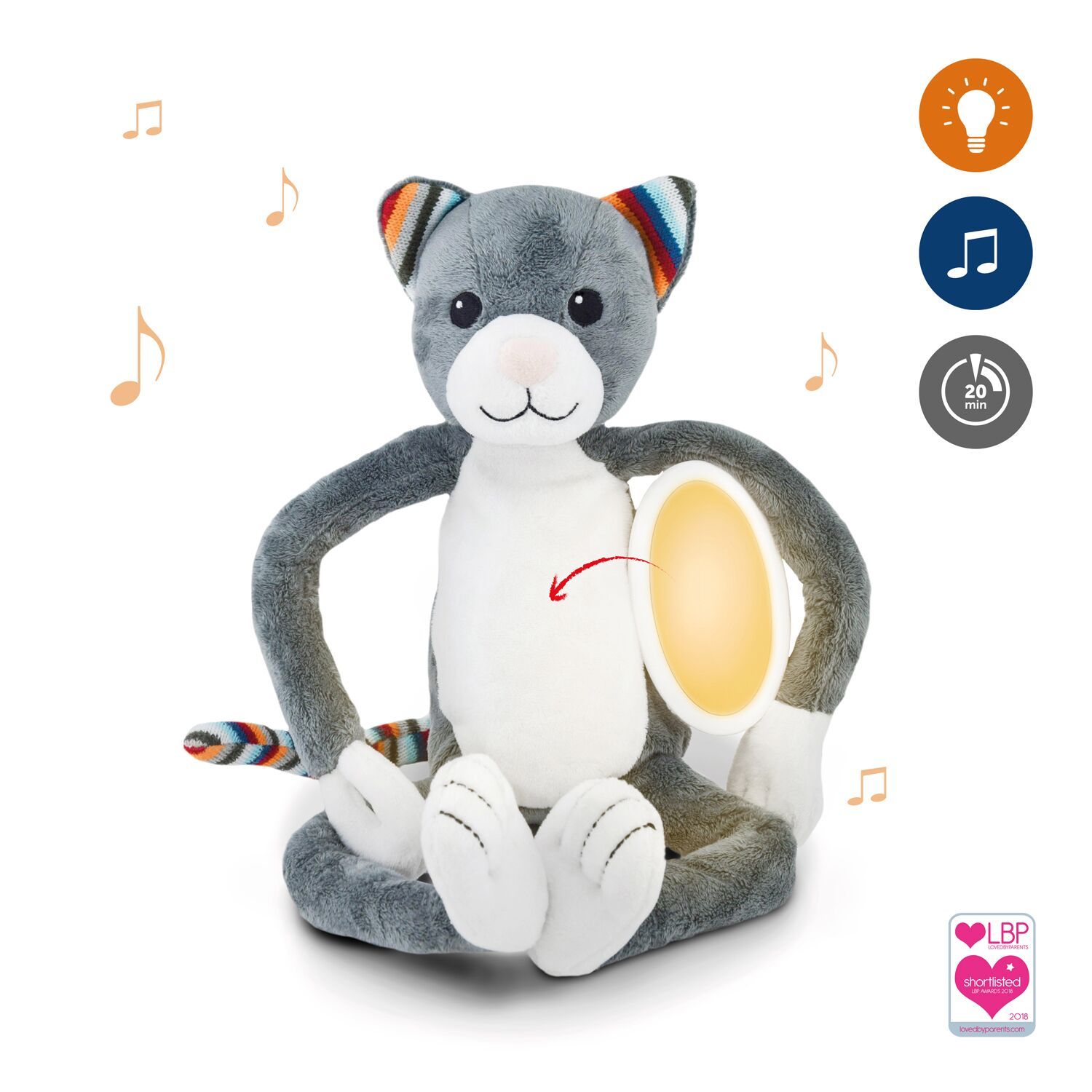 ZAZU Котик КАТІ М’яка іграшка НІЧНИК з мелодіями (ZA-KATIE-01)