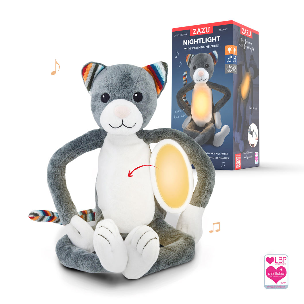 ZAZU Котик КАТІ М’яка іграшка НІЧНИК з мелодіями (ZA-KATIE-01)